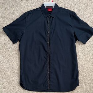 Alfani Men's Navy Short Sleeve Shirt